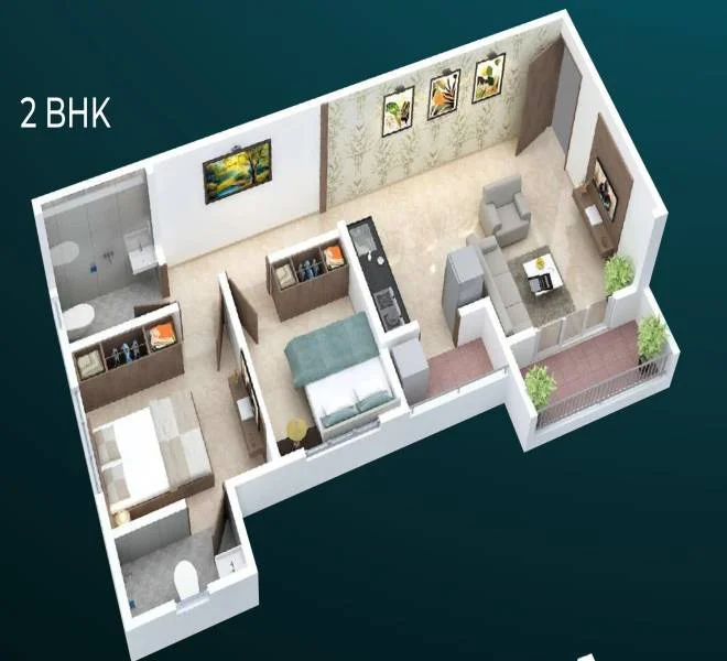 2 BHK floor plan