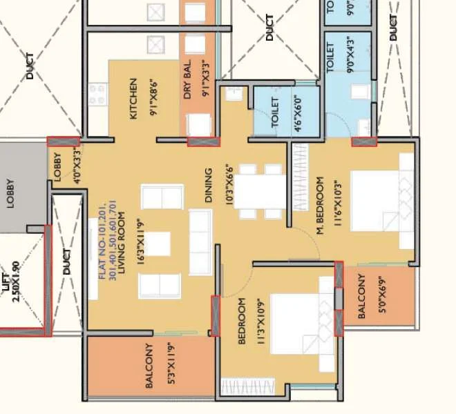 2 BHK floor plan