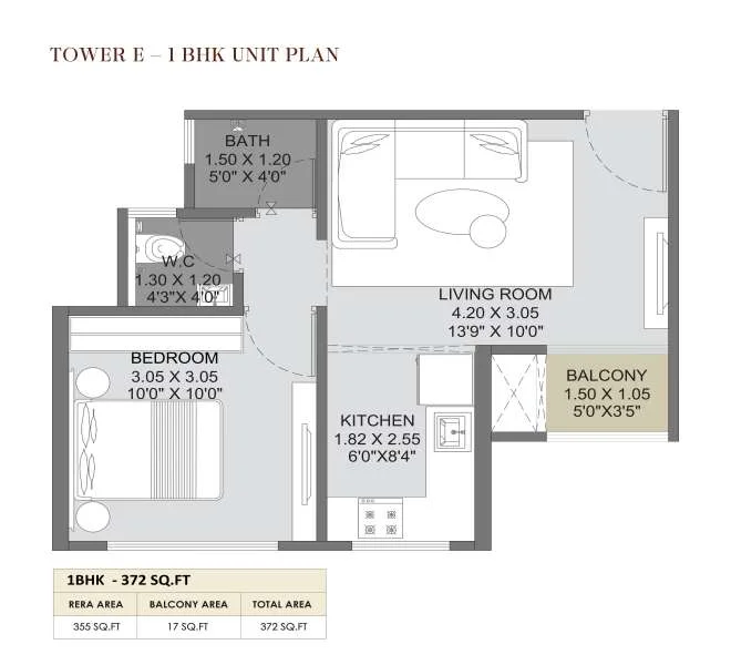 1 BHK floor plan