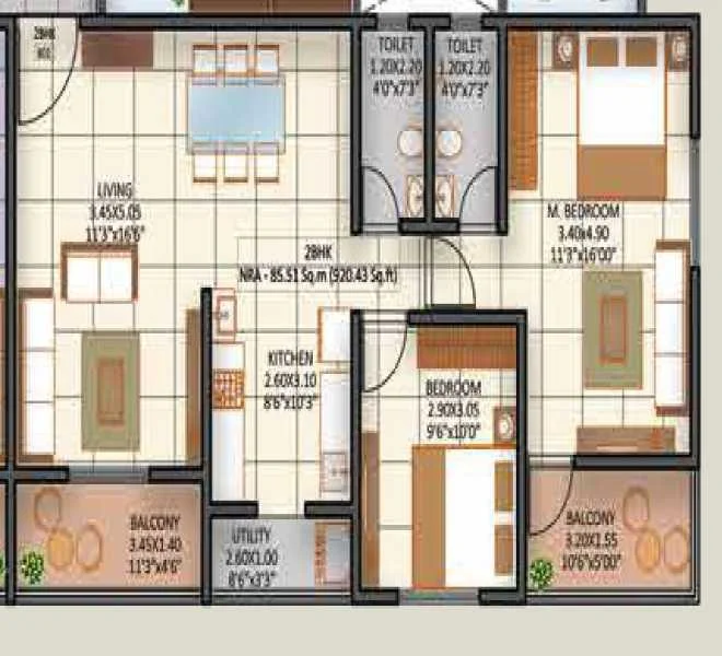 2 BHK floor plan