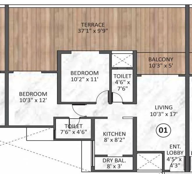 2 BHK floor plan