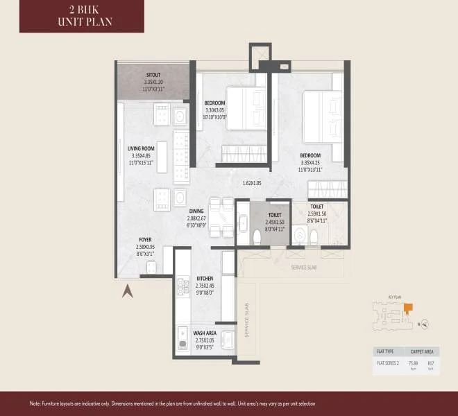 2 BHK floor plan