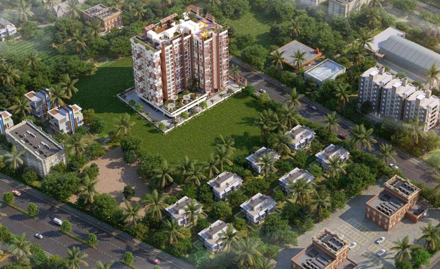Aerial view of the tower and its surroundings at Kunal Manthan, Rahatani