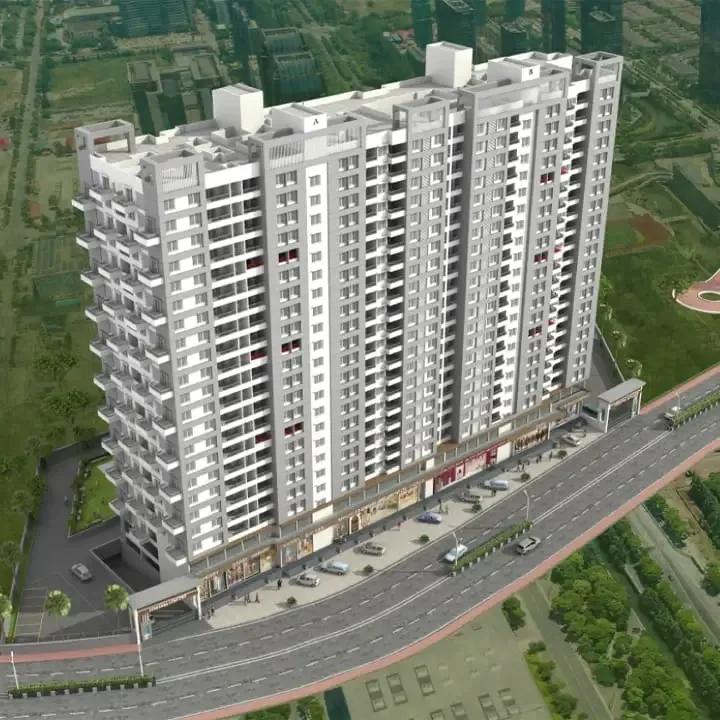 Aerial view of Sonigara Concord towers and access road, Ravet, Pune