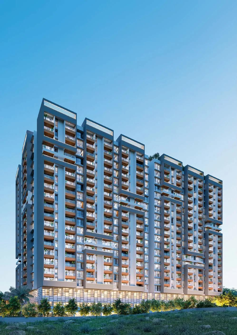 Neco Park Central 18-storey elevation at dusk (artist's impression)