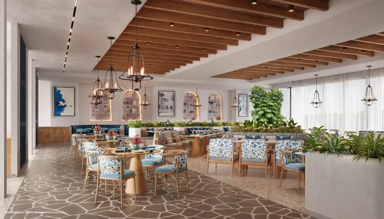 Mediterranean-themed café in the Godrej Ivara clubhouse (artist's impression)