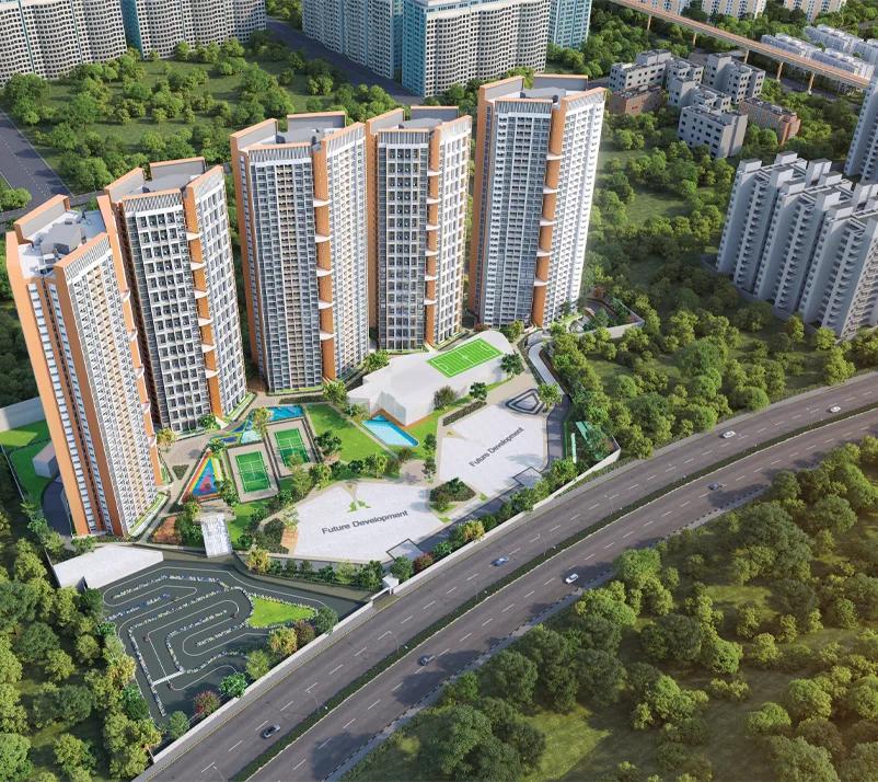 Gera Code Vroom aerial render with clubhouse and go-kart track, Hinjewadi Pune