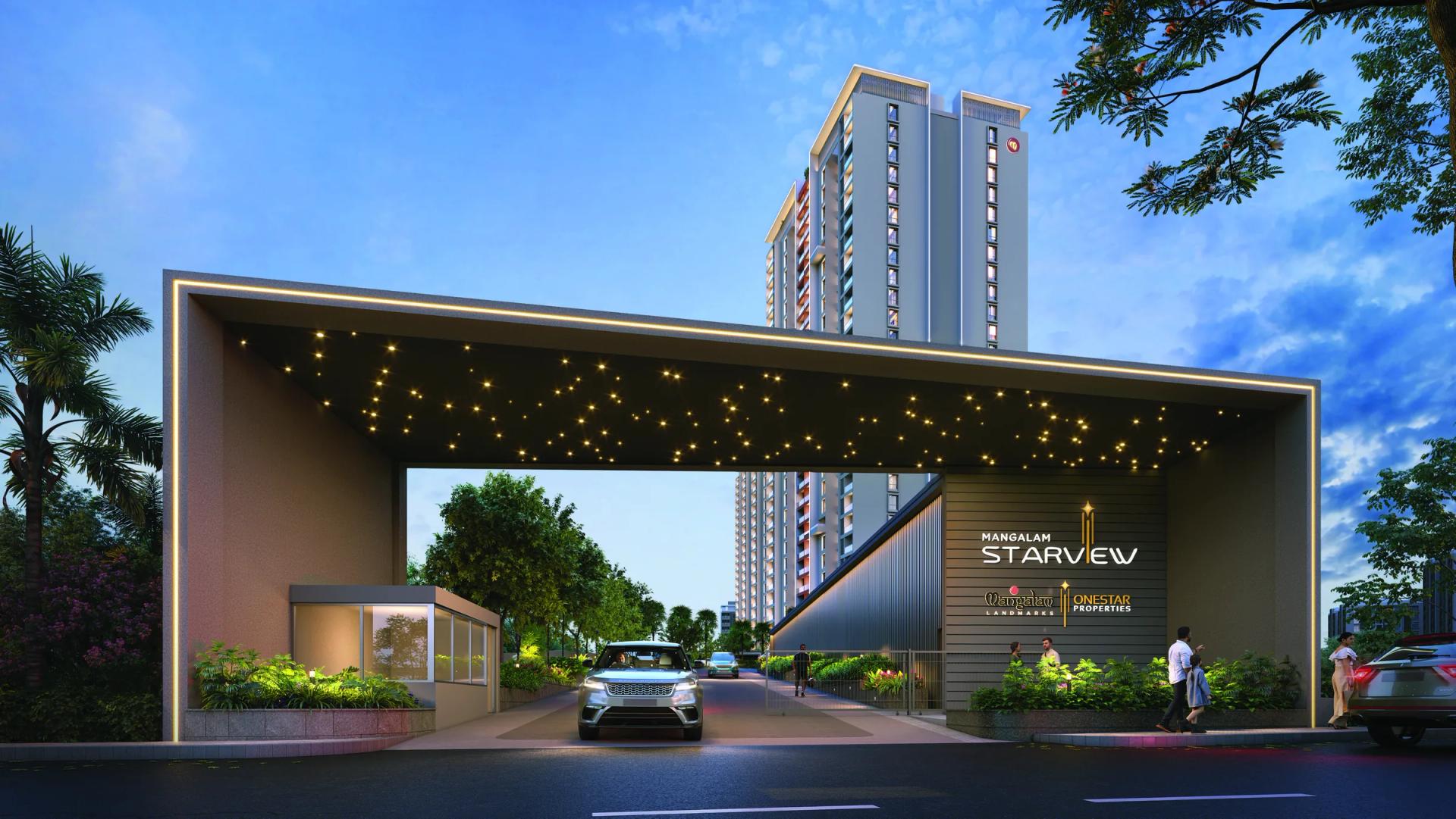 Grand entrance gate with security cabin at Mangalam Starview (artist's impression)