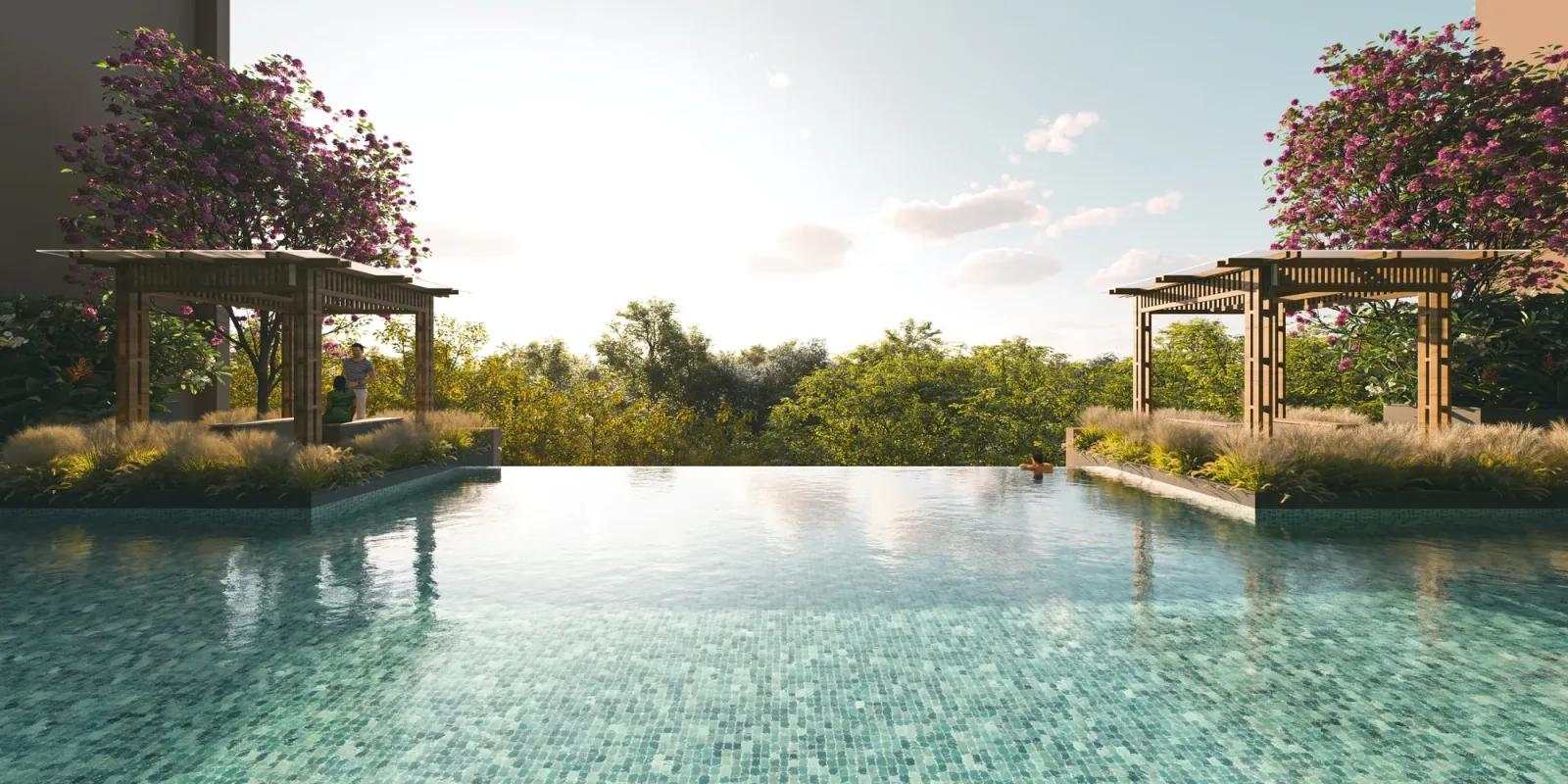 Infinity-edge swimming pool at Tulip Infinity Avana, Punawale Pune