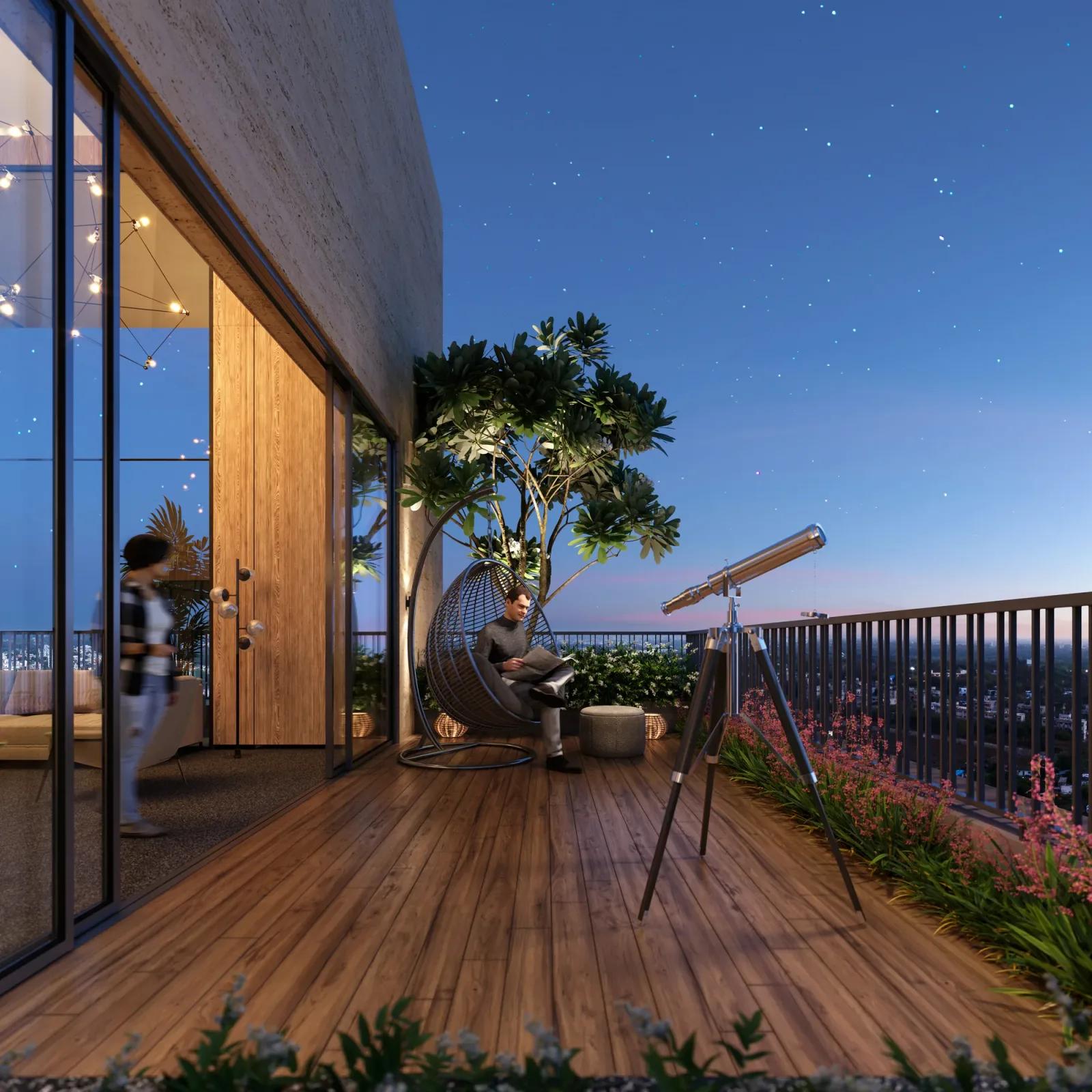 Rooftop stargazing deck at Tulip Infinity Avana, Punawale Pune