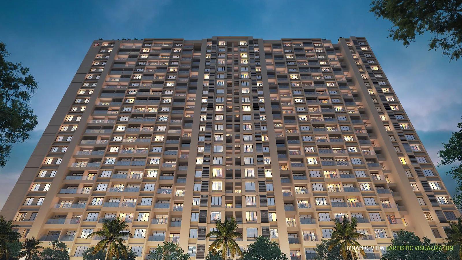 Maheshwaram Vrinda Ravet, dynamic view of the facade with balconies