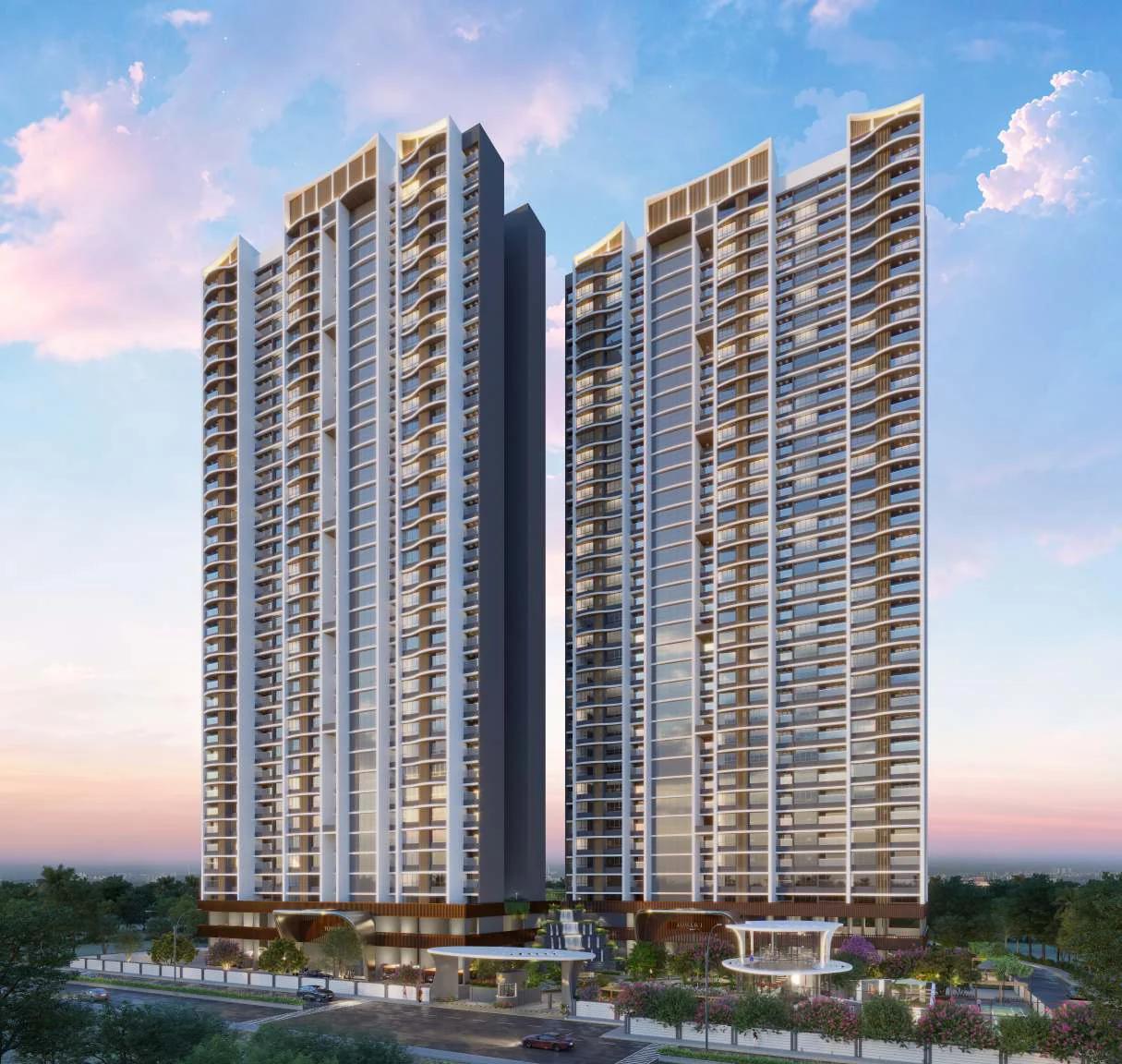 VTP Altamira residential towers at dusk, New Kharadi (artist's impression)