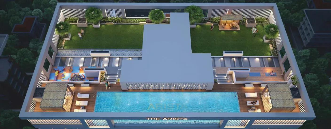 Rooftop infinity pool and terrace amenities - The Arista, Pimple Nilakh, Pune