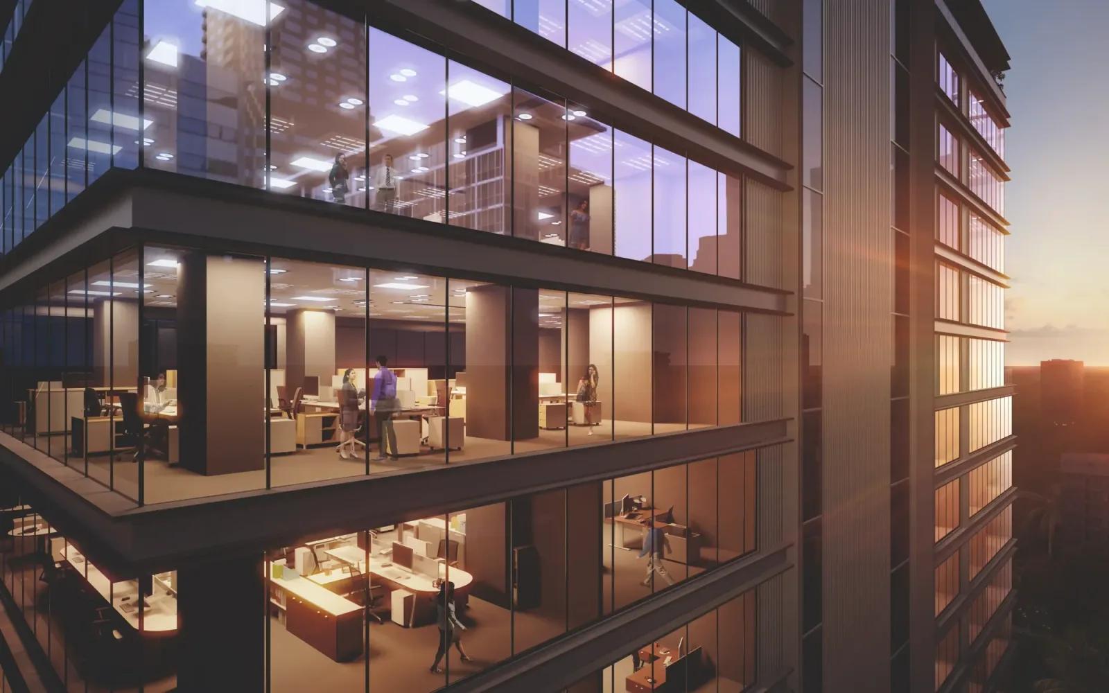 Glass facade offices at Prime Pinnacle, Wakad Pune