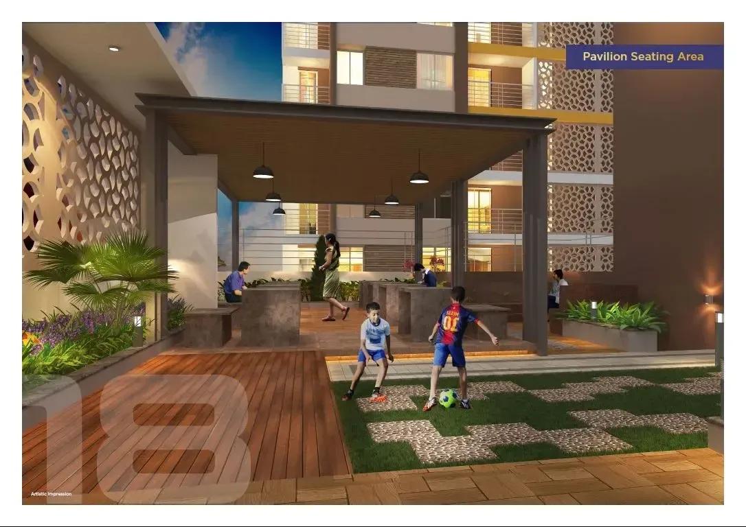Pavilion seating area at 18 Magnitude by GD Square Spaces, Punawale, Pune