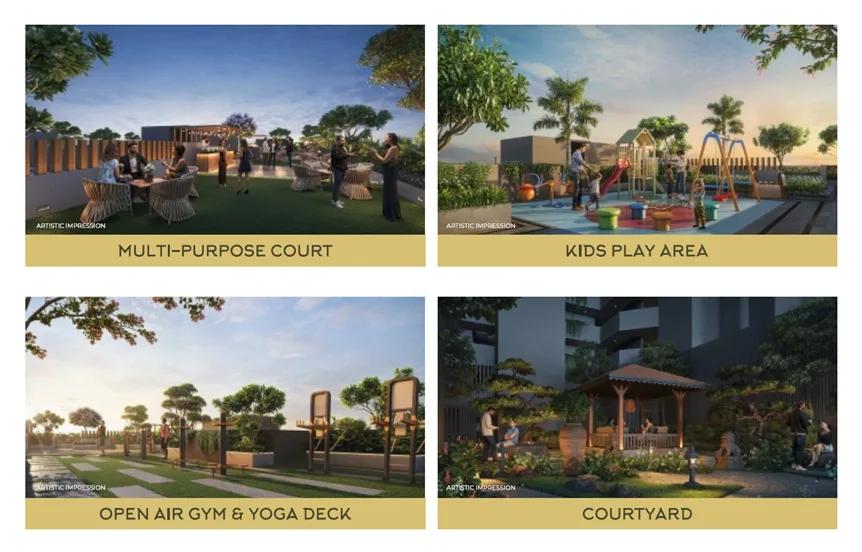 Skylish Vaastuu amenities: multi-purpose court, kids play area, open air gym and yoga deck, courtyard, Pimpri, Pune