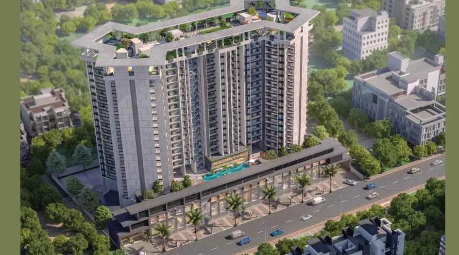 PK Hillcrest aerial view with Jarvari Road frontage, Pimple Saudagar